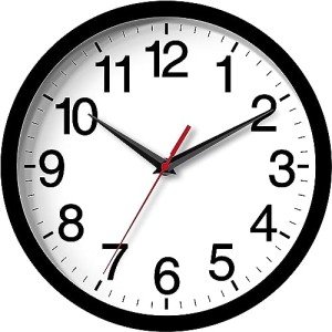 Rohioue 12 Inch Wall Clock Modern Battery Operated Silent Non Ticking Analog for Bedroom Office Living Room Home Kitchen Bathroom(Black)