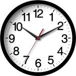 Rohioue 12 Inch Wall Clock Modern Battery Operated Silent Non Ticking Analog for Bedroom Office Living Room Home Kitchen Bathroom(Black)