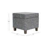 HomePop Home Decor | K7342-F2182 | Classic Square Storage Ottoman with Lift Off Lid | Ottoman with Storage for Living Room & Bedroom, Slate Grey Large