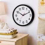 Rohioue 12 Inch Wall Clock Modern Battery Operated Silent Non Ticking Analog for Bedroom Office Living Room Home Kitchen Bathroom(Black)