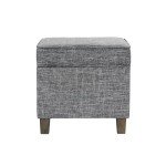 HomePop Home Decor | K7342-F2182 | Classic Square Storage Ottoman with Lift Off Lid | Ottoman with Storage for Living Room & Bedroom, Slate Grey Large