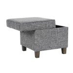 HomePop Home Decor | K7342-F2182 | Classic Square Storage Ottoman with Lift Off Lid | Ottoman with Storage for Living Room & Bedroom, Slate Grey Large