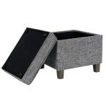 HomePop Home Decor | K7342-F2182 | Classic Square Storage Ottoman with Lift Off Lid | Ottoman with Storage for Living Room & Bedroom, Slate Grey Large