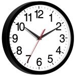 Rohioue 12 Inch Wall Clock Modern Battery Operated Silent Non Ticking Analog for Bedroom Office Living Room Home Kitchen Bathroom(Black)