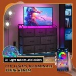 WLIVE Led Dresser for Bedroom, Black Dresser TV Stand for Bedroom with LED Lights and Power Outlet, Wide Chest of Drawers for Hallway, 8 Fabric Drawers for Living Room and Entryway, Easy to Assemble