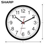 SHARP Wall Clock Silent Non Ticking 10 Inch Quality Quartz Battery Operated Round Easy to Read Home/Kitchen/Office/Classroom/School Clocks, Sweep Movement,Black