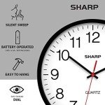 SHARP Wall Clock Silent Non Ticking 10 Inch Quality Quartz Battery Operated Round Easy to Read Home/Kitchen/Office/Classroom/School Clocks, Sweep Movement,Black
