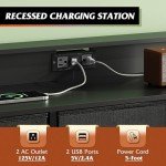 WLIVE Black Dresser TV Stand for 50, 55 inch, Led Dresser for Bedroom, Chest of Drawers with LED Lights, Charging Station, Clothes Storage with 9 Drawers, Wood Top, Living Room, Closet