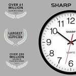 SHARP Wall Clock Silent Non Ticking 10 Inch Quality Quartz Battery Operated Round Easy to Read Home/Kitchen/Office/Classroom/School Clocks, Sweep Movement,Black