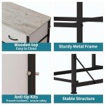 LUMTOK 10-Drawer Dresser, Fabric Storage Dresser Drawers for Bedroom, Hallway, Nursery, Closets, Steel Frame, Wood Top, Easy Pull Handle (Greige)