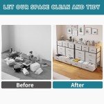 LUMTOK 10-Drawer Dresser, Fabric Storage Dresser Drawers for Bedroom, Hallway, Nursery, Closets, Steel Frame, Wood Top, Easy Pull Handle (Greige)