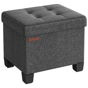 SONGMICS Storage Ottoman, Small Ottoman Foot Rest with Legs, 12.6 x 15.8 x 13.2 Inches Foot Stool, Load up to 660 lb, for Living Room, Bedroom, Dorm, Slate Gray ULSF012G01