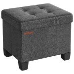 SONGMICS Storage Ottoman, Small Ottoman Foot Rest with Legs, 12.6 x 15.8 x 13.2 Inches Foot Stool, Load up to 660 lb, for Living Room, Bedroom, Dorm, Slate Gray ULSF012G01
