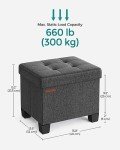 SONGMICS Storage Ottoman, Small Ottoman Foot Rest with Legs, 12.6 x 15.8 x 13.2 Inches Foot Stool, Load up to 660 lb, for Living Room, Bedroom, Dorm, Slate Gray ULSF012G01