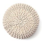 REDEARTH Round Pouf Ottoman - Cable Knitted Boho Poof - Home Décor Cord Pouffe Handmade Circular Footrest for Living Room - Bedroom - Kids Bedroom - 100% Cotton Pouf (18" x 18" x 14") - Ivory