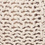 REDEARTH Round Pouf Ottoman - Cable Knitted Boho Poof - Home Décor Cord Pouffe Handmade Circular Footrest for Living Room - Bedroom - Kids Bedroom - 100% Cotton Pouf (18" x 18" x 14") - Ivory