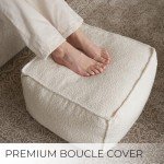 ZICOTO Beautiful Boucle Pouf Ottoman and Foot Rest - Elevate Your Living Room Decor with Lightweight Comfort and Charm - A Round Modern Foam Filled Foot Stool Perfect to Rest Your Feet
