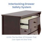 Delta Children Universal 6 Drawer Dresser with Interlocking Drawers - Greenguard Gold Certified, Dark Chocolate