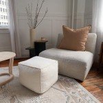 ZICOTO Beautiful Boucle Pouf Ottoman and Foot Rest - Elevate Your Living Room Decor with Lightweight Comfort and Charm - A Round Modern Foam Filled Foot Stool Perfect to Rest Your Feet