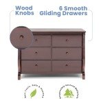 Delta Children Universal 6 Drawer Dresser with Interlocking Drawers - Greenguard Gold Certified, Dark Chocolate