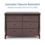 Delta Children Universal 6 Drawer Dresser with Interlocking Drawers - Greenguard Gold Certified, Dark Chocolate