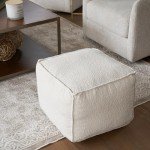 ZICOTO Beautiful Boucle Pouf Ottoman and Foot Rest - Elevate Your Living Room Decor with Lightweight Comfort and Charm - A Round Modern Foam Filled Foot Stool Perfect to Rest Your Feet
