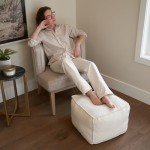 ZICOTO Beautiful Boucle Pouf Ottoman and Foot Rest - Elevate Your Living Room Decor with Lightweight Comfort and Charm - A Round Modern Foam Filled Foot Stool Perfect to Rest Your Feet