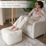 ZICOTO Beautiful Boucle Pouf Ottoman and Foot Rest - Elevate Your Living Room Decor with Lightweight Comfort and Charm - A Round Modern Foam Filled Foot Stool Perfect to Rest Your Feet