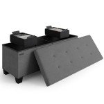 STORAGEBUD Storage Ottoman Bench with Bins, 43-in Storage Bench for Bedroom End of Bed, Folding Foot Rest Ottoman for Living Room Max 660lbs, Fabric Ottomans, Grey