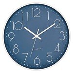 Foxtop Modern Wall Clock Silent Non Ticking Battery Operated Quartz Round Wall Clock Decor for Bedroom Kitchen Home Office School (12 Inch, Cerulean)