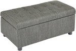 FIRST HILL FHW Arlos Rectangular Fabric Storage Ottoman with Tufted Design - Shadow Gray