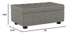 FIRST HILL FHW Arlos Rectangular Fabric Storage Ottoman with Tufted Design - Shadow Gray