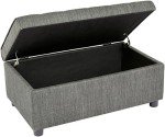 FIRST HILL FHW Arlos Rectangular Fabric Storage Ottoman with Tufted Design - Shadow Gray
