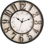 ZOOFOX 12 Inch Retro Wall Clock, Silent Non-Ticking Battery Operated Movement Decorative Round Quartz Wall Clock, Raised 3D Arabic Numeral Clock for Home, Living Room, Kitchen, Office