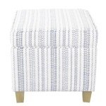 HomePop Home Decor | K7342-F2359 |Classic Square Storage Ottoman with Lift Off Lid | Ottoman with Storage for Living Room & Bedroom, Blue Stripe Large