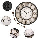 ZOOFOX 12 Inch Retro Wall Clock, Silent Non-Ticking Battery Operated Movement Decorative Round Quartz Wall Clock, Raised 3D Arabic Numeral Clock for Home, Living Room, Kitchen, Office