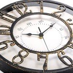 ZOOFOX 12 Inch Retro Wall Clock, Silent Non-Ticking Battery Operated Movement Decorative Round Quartz Wall Clock, Raised 3D Arabic Numeral Clock for Home, Living Room, Kitchen, Office