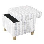 HomePop Home Decor | K7342-F2359 |Classic Square Storage Ottoman with Lift Off Lid | Ottoman with Storage for Living Room & Bedroom, Blue Stripe Large