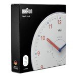 Braun Analogue Time Teacher Wall Clock with Silent Quartz Movement, Easy to Read Dial, 23cm Diameter in White, Model BC26TW.