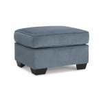 Signature Design by Ashley Cashton Contemporary Crosshatched Upholstered Ottoman, Blue