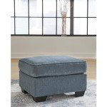 Signature Design by Ashley Cashton Contemporary Crosshatched Upholstered Ottoman, Blue
