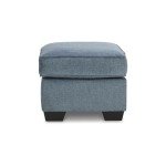 Signature Design by Ashley Cashton Contemporary Crosshatched Upholstered Ottoman, Blue