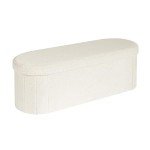 B FSOBEIIALEO Ottoman with Storage for Living Room, Sherpa Folding Storage Ottoman Foot Rest, 43.3 Inches Collapsible Bedroom Bench Cream White