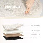 B FSOBEIIALEO Ottoman with Storage for Living Room, Sherpa Folding Storage Ottoman Foot Rest, 43.3 Inches Collapsible Bedroom Bench Cream White