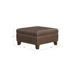 HomePop Home Decor |K2380-E910 | Luxury Large Faux Leather Square Storage Ottoman | Ottoman with Storage for Living Room & Bedroom, Brown Faux Leather