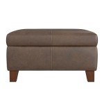 HomePop Home Decor |K2380-E910 | Luxury Large Faux Leather Square Storage Ottoman | Ottoman with Storage for Living Room & Bedroom, Brown Faux Leather