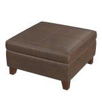 HomePop Home Decor |K2380-E910 | Luxury Large Faux Leather Square Storage Ottoman | Ottoman with Storage for Living Room & Bedroom, Brown Faux Leather