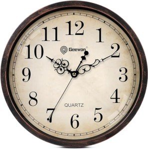 Geevon Retro Silent 12 Inch Wall Clock Non Ticking, Rustic Vintage Clock Quartz Decorative, Battery Operated Wall Clock for Kitchen/Office/Classroom/Bedroom/Living Room Decor