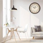Geevon Retro Silent 12 Inch Wall Clock Non Ticking, Rustic Vintage Clock Quartz Decorative, Battery Operated Wall Clock for Kitchen/Office/Classroom/Bedroom/Living Room Decor