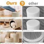 BLEXA Round Set of 2 Ottoman with Storage-Upholstered Velvet Vanity Stool for Makeup Multifunctional Ottomans Coffee Table Padded Seat Foot Rest for Living Room&Bedroom（White）